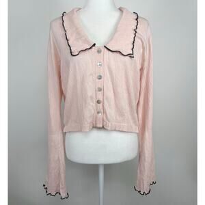 Nation LTD Daisy Collared Top in Pink Size Large